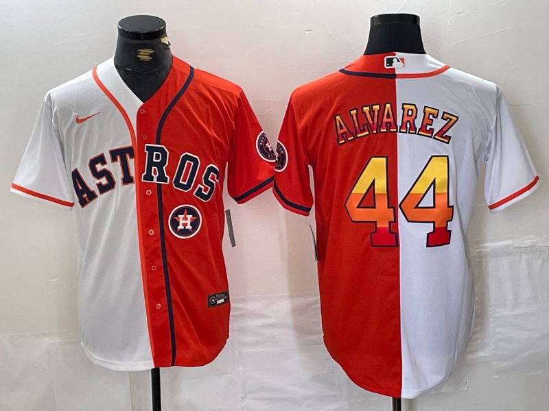 Men Houston Astros #44 Alvarez White orange Nike 2024 MLB Jersey style 2->houston astros->MLB Jersey